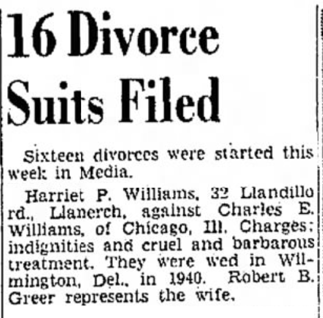 Harriet Williams divorces